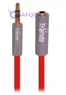 Trands Male To Female Aux Extension Audio Cable Red/Grey - Safqqa