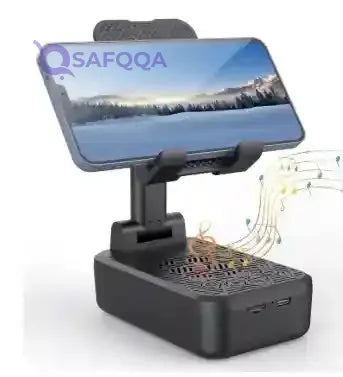 Generic Cell Phone Stand with Wireless Bluetooth Speaker Speaker Compatible for iPhone/iPad/Samsung Bluetooth Speakers with HD Surround Sound Anti-Slip Phone Holder for Office Gifts for Women or Men - Safqqa