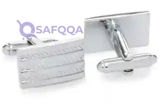 Ampersand Metallic Rectangular Cufflinks - Safqqa
