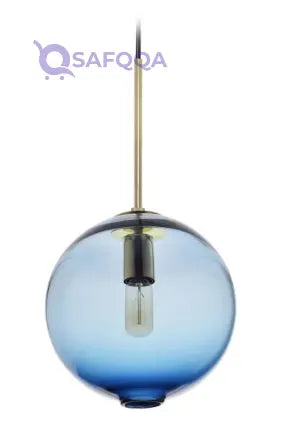 Ebb & Flow  Handmade Art Glass Pendant Lighting Blue Unique Luxury Quality Material for the Perfect Stylish Home 25.4 x 25.4 x 50cm - Safqqa