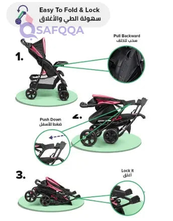 Bebi Lightweight Baby Stroller Compact And Easy One Hand Fold Adjustible Leg Rest And Top - Safqqa