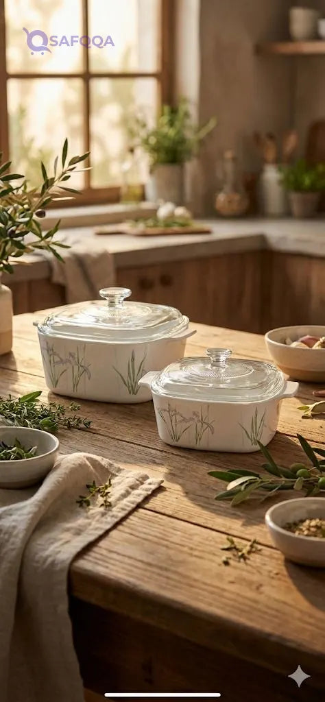 Corningware Casserole Dishes  Set 4 Pieces, White, Glass - Safqqa