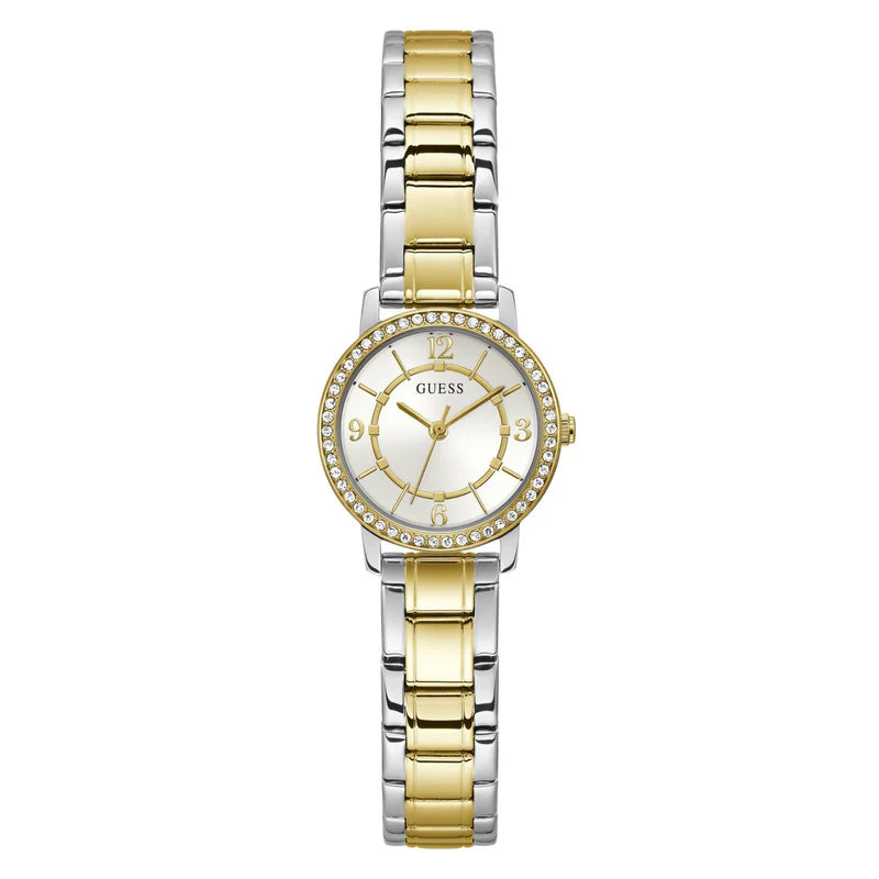 Guess Ladies Two-Tone Silver/Gold Stainless Steel Analog Watch with White Dial