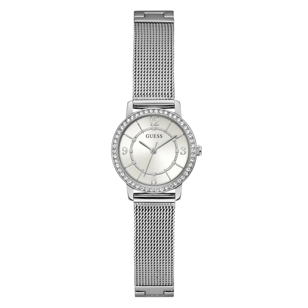 Guess Ladies  Analog Watch with White Dial and Stainless Steel Strap