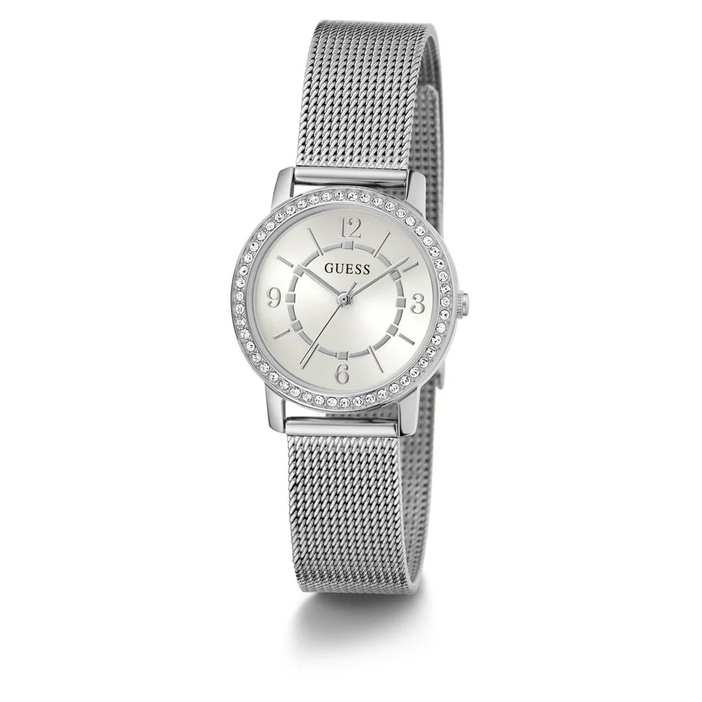 Guess Ladies  Analog Watch with White Dial and Stainless Steel Strap