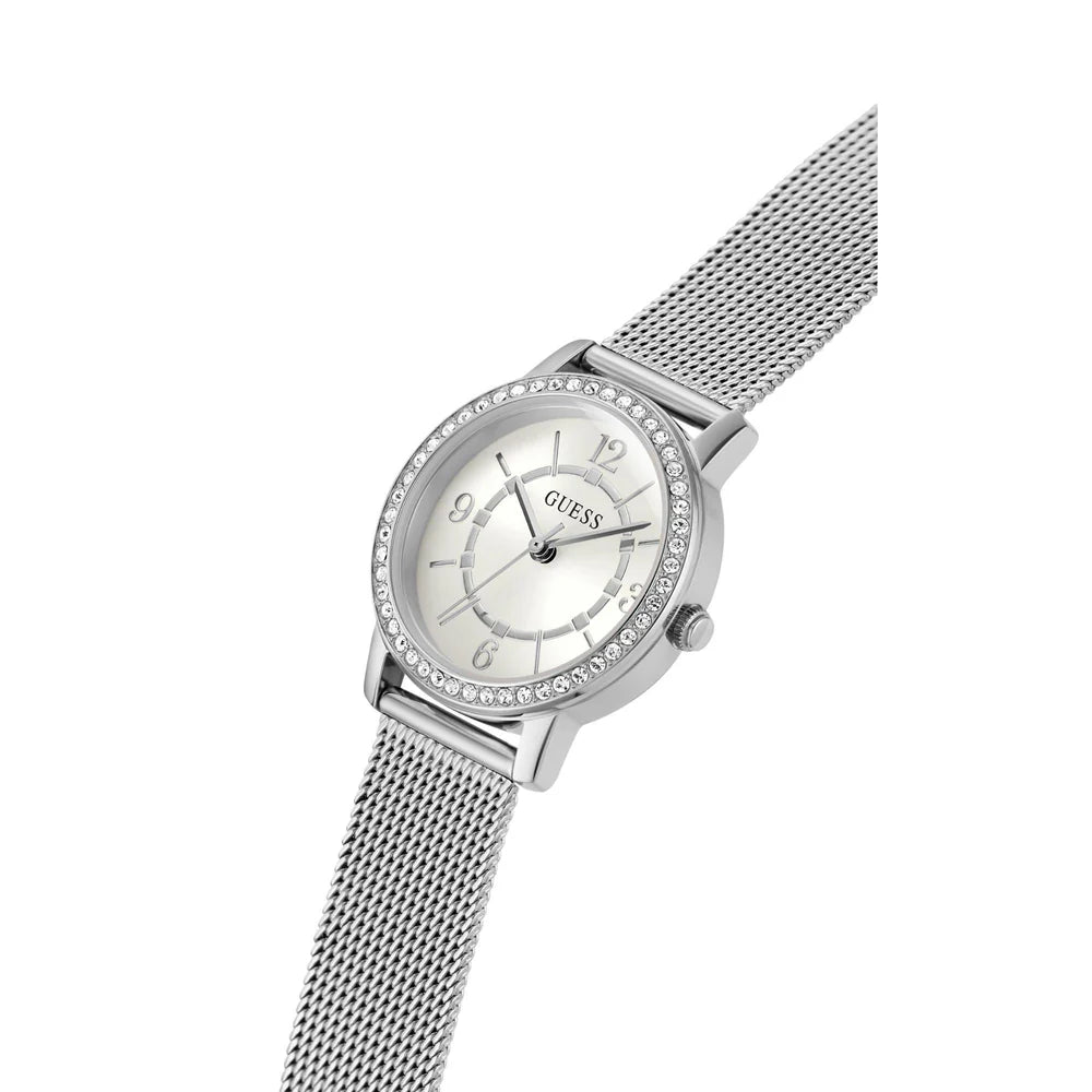 Guess Ladies  Analog Watch with White Dial and Stainless Steel Strap