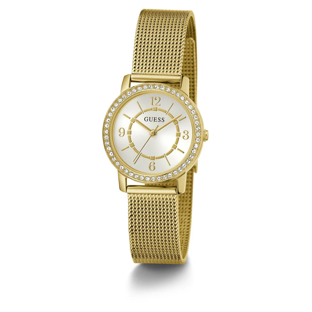 Guess Ladies  Analog Watch with White Dial and Stainless Steel Strap