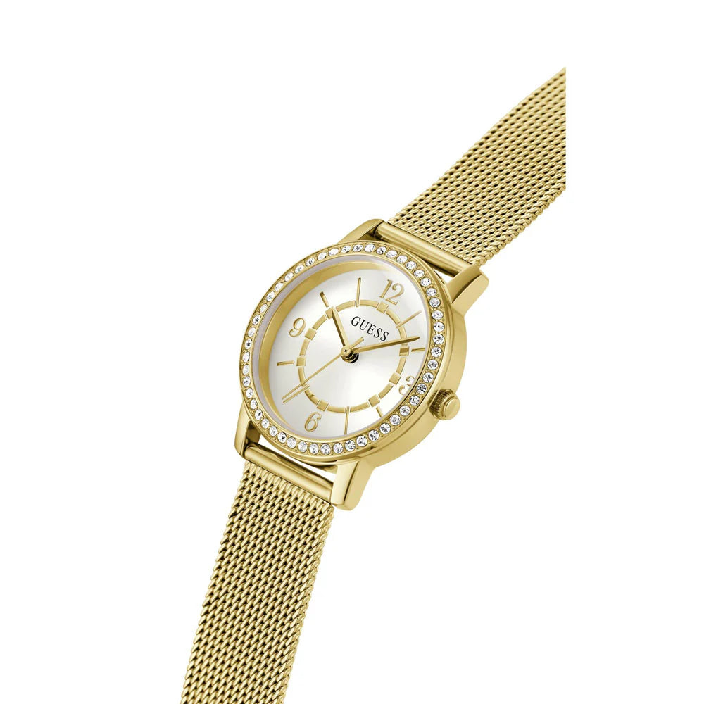 Guess Ladies  Analog Watch with White Dial and Stainless Steel Strap