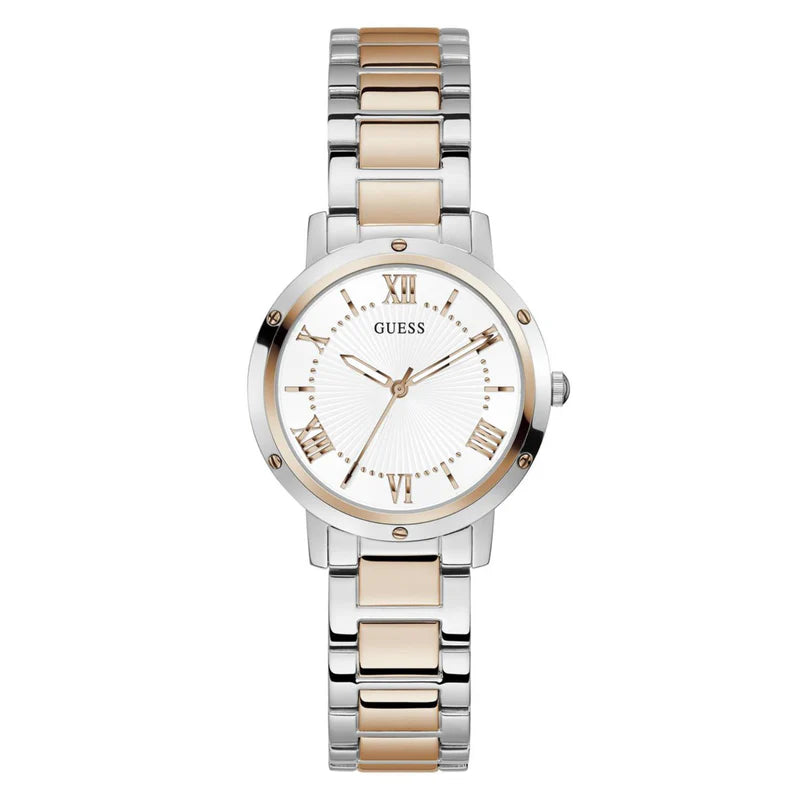 Guess Dawn Women’s Watch with White Dial and Stainless Steel Strap