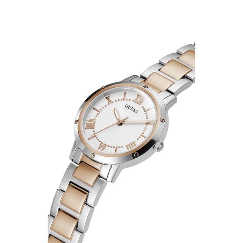 Guess Dawn Women’s Watch with White Dial and Stainless Steel Strap