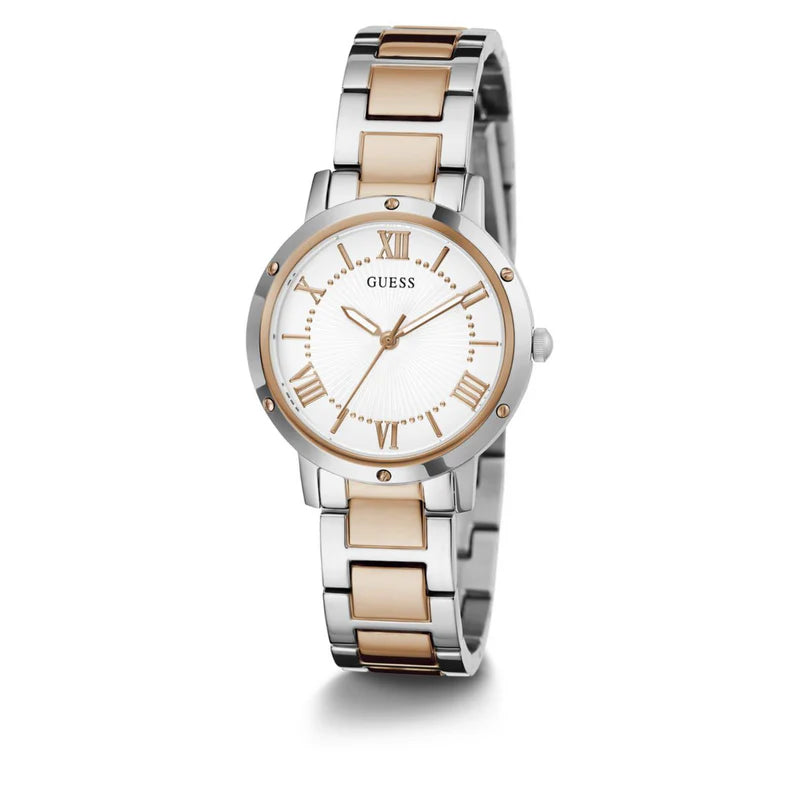Guess Dawn Women’s Watch with White Dial and Stainless Steel Strap
