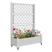 Stefanplast 80 L Outdoor Rectangular Planter Box with Trellis – White Wood-Effect