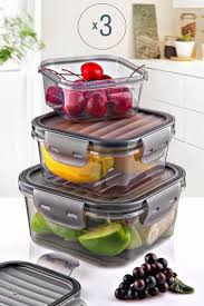Plastic Rectangular Transparent Gray Lock Fit Food Keeper – Airtight Storage with Turkish Quality