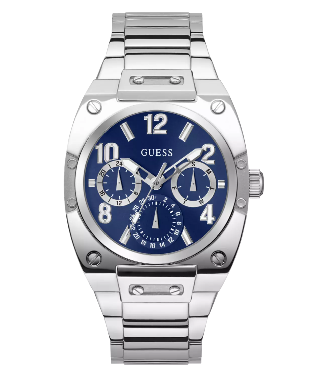 Guess Men's Silver Tone Stainless Steel Bracelet Watch