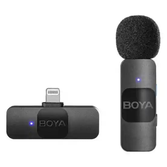 BOYA Ultracompact 2-Person Wireless Microphone System Lightning Connector, BY-V2 - Black - Safqqa Egypt