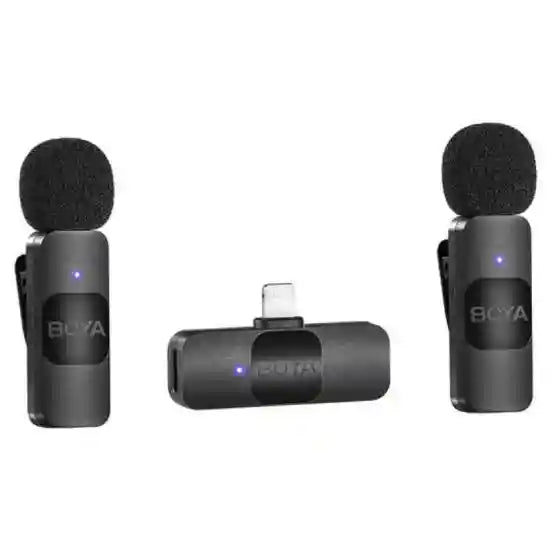 BOYA Ultracompact 2-Person Wireless Microphone System Lightning Connector, BY-V2 - Black - Safqqa Egypt
