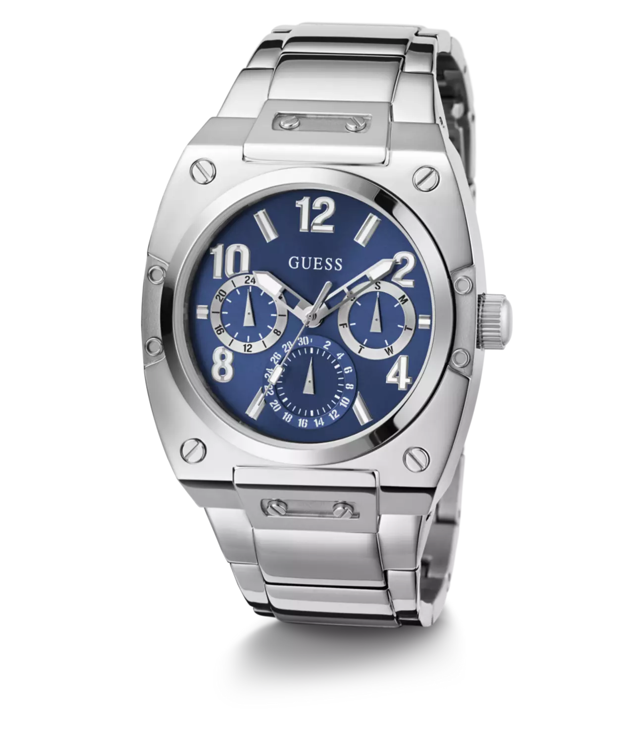Guess Men's Silver Tone Stainless Steel Bracelet Watch