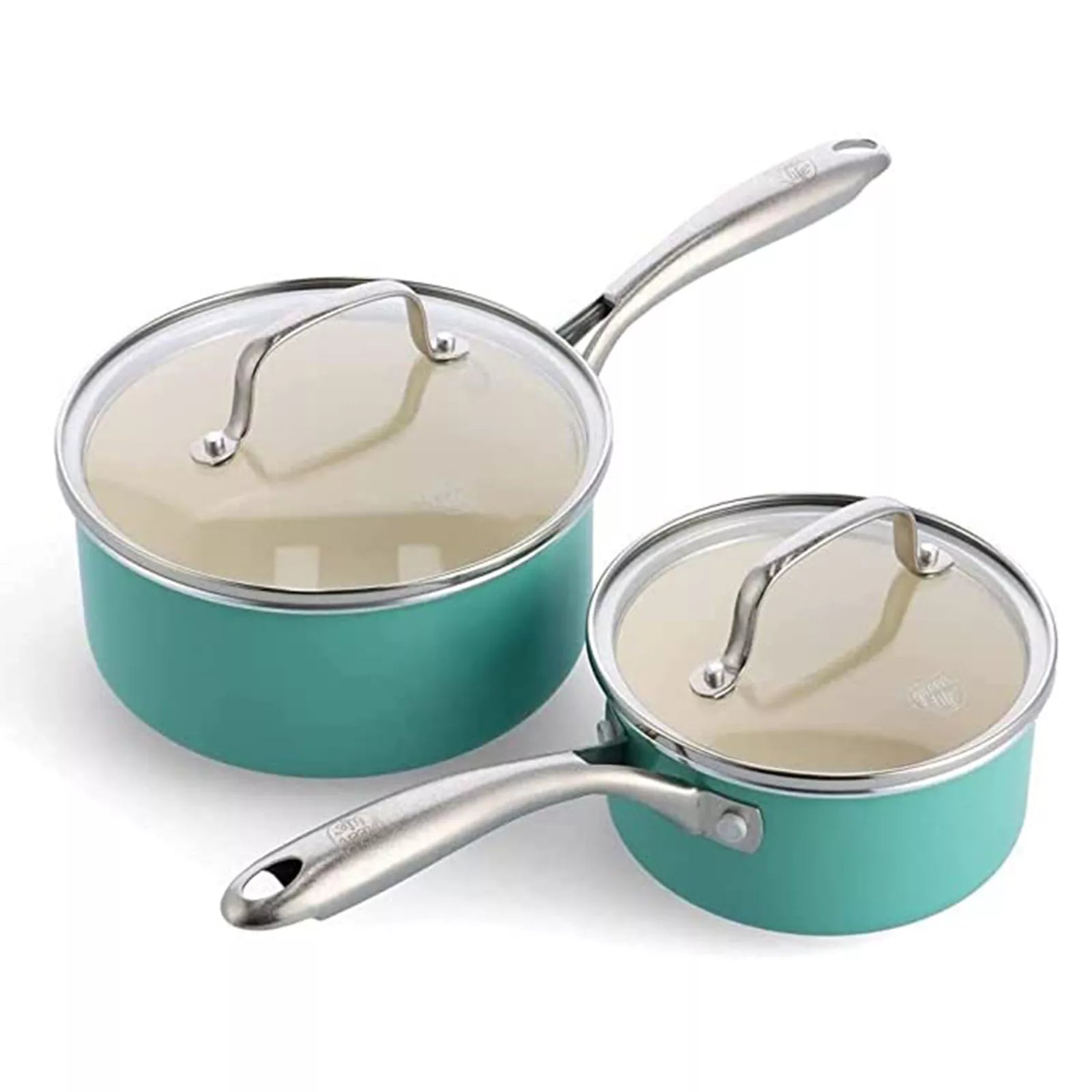 GreenLife Artizan 14cm/1L & 18cm/2L Healthy Ceramic Non-Stick Saucepan Set - Safqqa Egypt