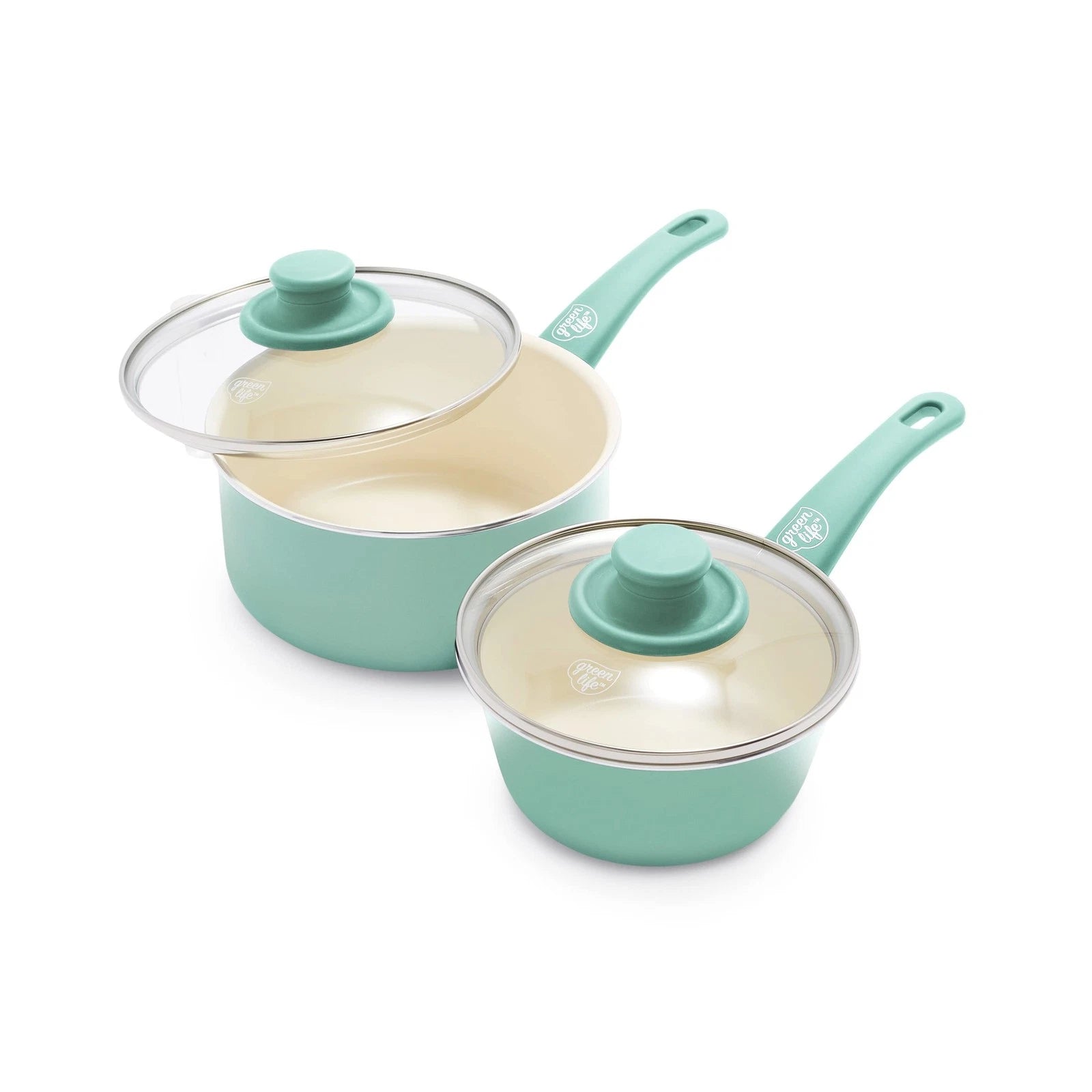 GreenLife Soft Grip Healthy Ceramic Nonstick 1QT 2QT Saucepan Pot Set - Safqqa Egypt