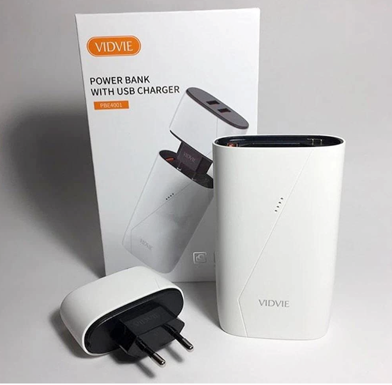 Vidvie 2 in 1 Power bank 8000 mAh With USB wall Charger (White)