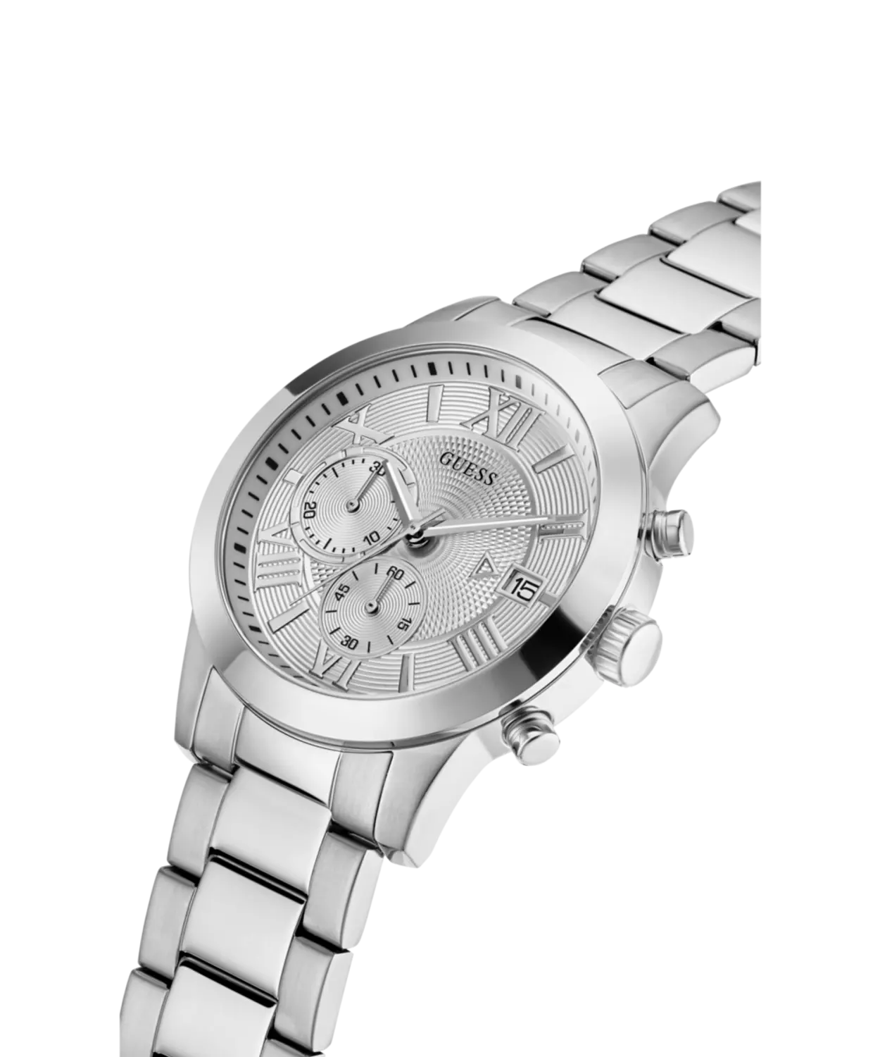 ساعة GUESS رجالية W0668G7 – سوار ستانلس ستيل فضي