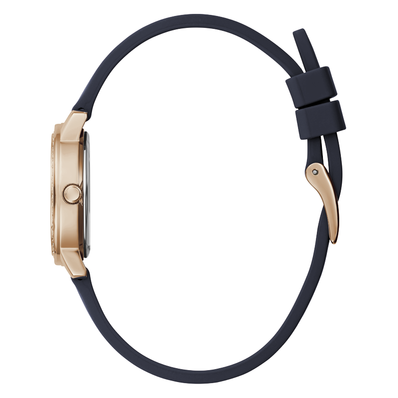 Guess Ladies Round Watch with Navy Silicone Strap