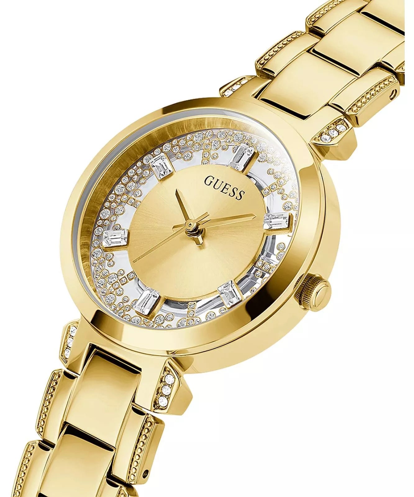 ساعة جيس للنساء فضية لامعة وسوار ستانلس ستيل