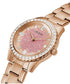 Guess Glitter Diamonds Pink Dial Rose Gold Steel Strap Women’s Watch