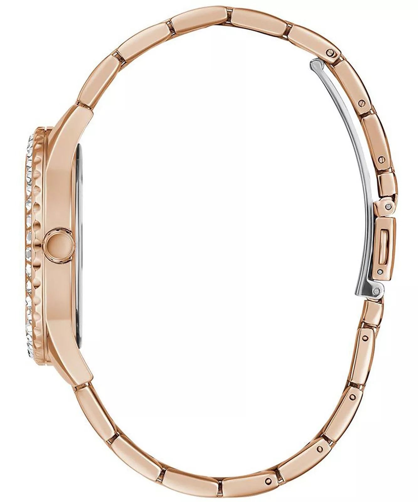 Guess Glitter Diamonds Pink Dial Rose Gold Steel Strap Women’s Watch